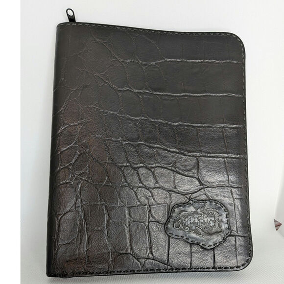 Carlos Falchi Alligator/Crocodile Leather Notebook Zip Paper Cover Organizer - Picture 1 of 7